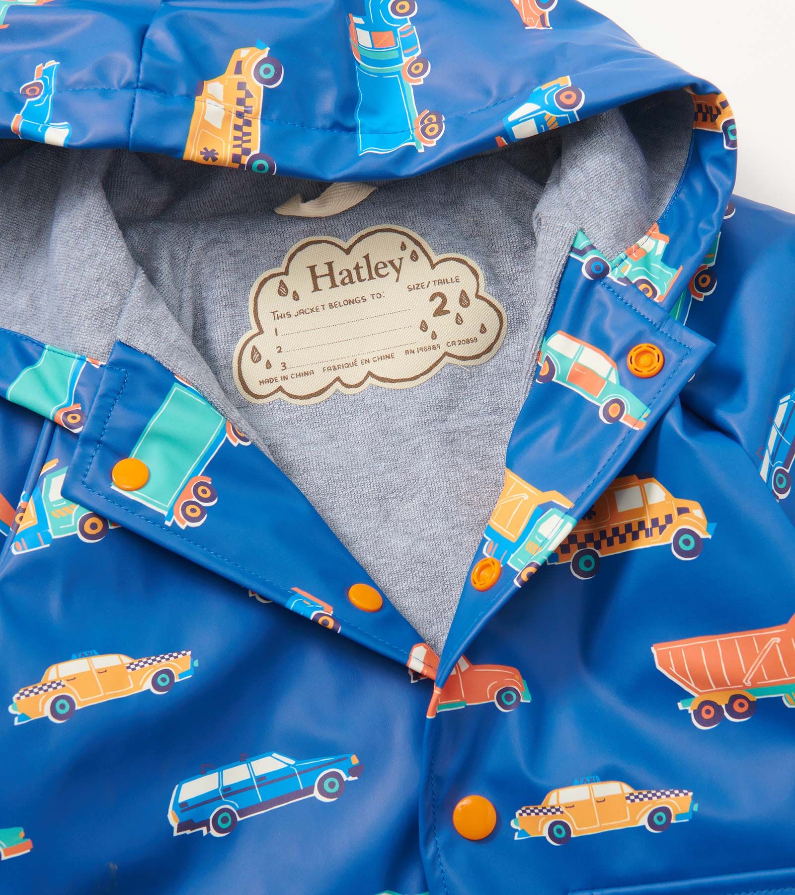 Hatley Regenjacke mit Frotteefutter in Blau Driving Cars - Autos Hatley Regenjacke mit Frotteefutter in Blau Driving Cars - Autos
