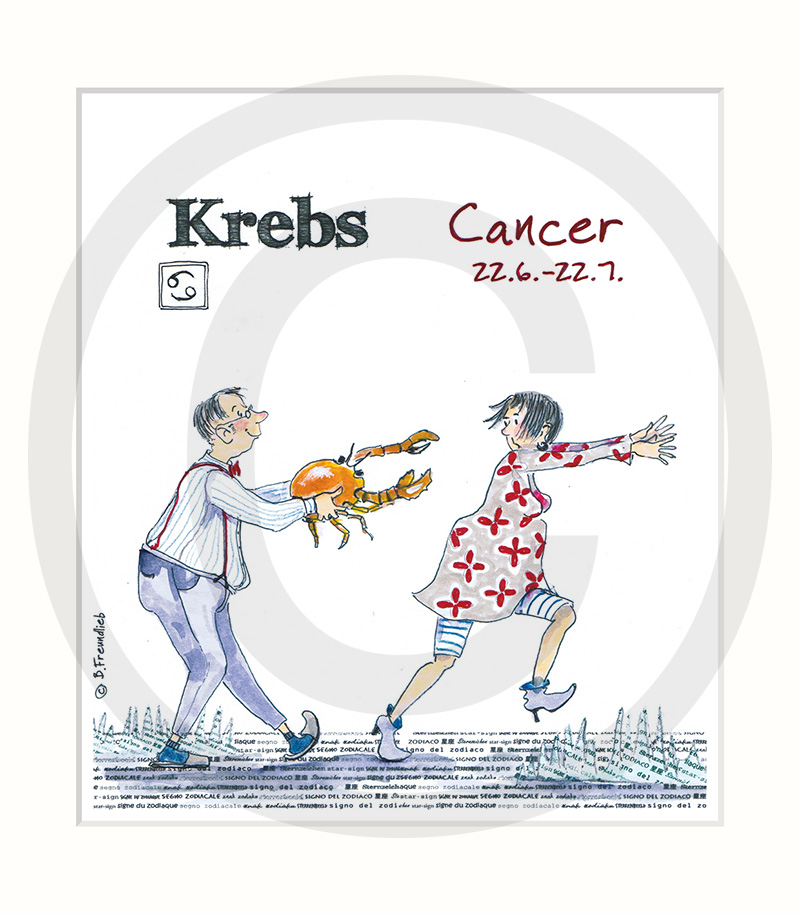 Krebs Sweet Design Sternzeichen Kunstwerk mit Passepartout - Cancer - Krebs - SALE