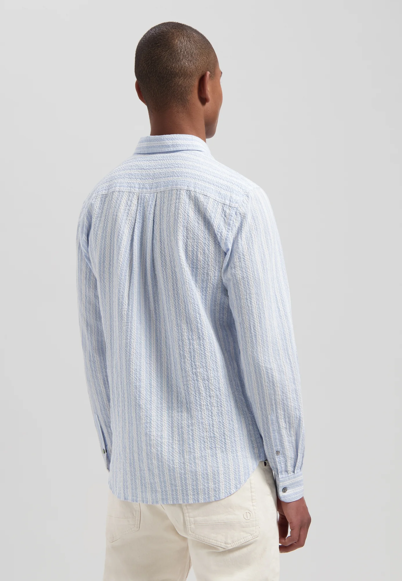 DSTREZZED Clay Seersucker Stripe Hemd - Hellblau Gestreift - SALE