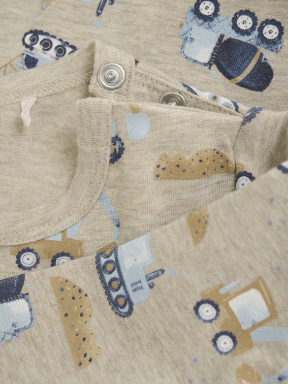 113440_LS-beige-Bau Minymo Baby Langarm Shirt in beige meliert mit Baufahrzeugen