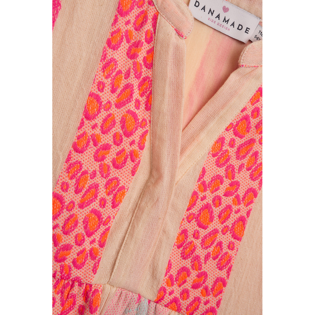 Danamade Girls Boho Tunika Kleid DLOTTE in Pink & Orange Leo & Zebra Muster
