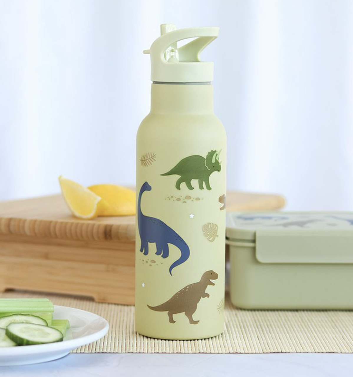 A Lovely Little Company Thermos Edelstahl Trinkflasche Groß mit Strohhalm - 500ml Dinosaurier A Lovely Little Company Thermos Edelstahl Trinkflasche Groß mit Strohhalm - 500ml Dinosaurier