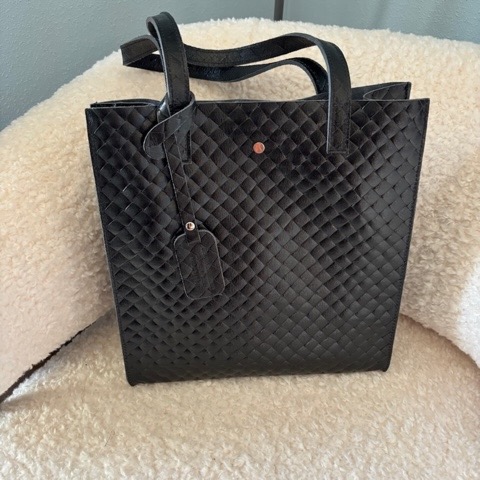 BFF Lattice Leder Shoppertasche in Metallic Schwarz 