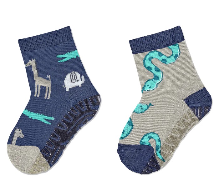 44639-622764ee54469_1024x1024-Kopie Sterntaler Fliesen Flitzer Stoppersocken in Grau/Blau - 2 Paar - Dschungeltiere