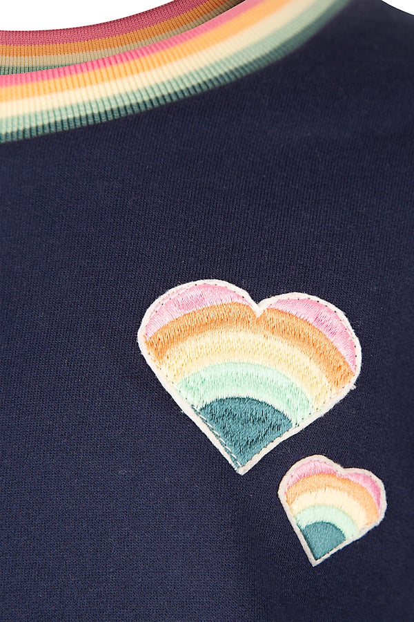 Happy Girls Sweatkleid in Navy Blau mit Regenbogen Herzen Happy Girls Sweatkleid in Navy Blau mit Regenbogen Herzen