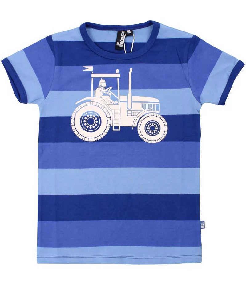danefae Danesigurd Kurzarm T-Shirt Viking Blau Gestreift - Wikinger mit Traktor