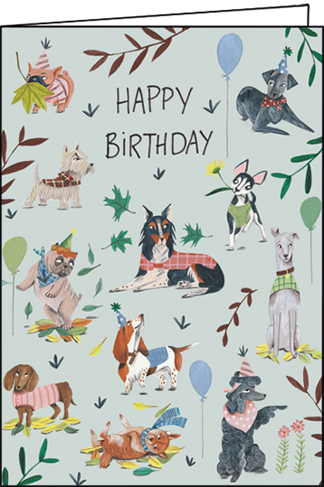 1-7582 Edition Gollong Grußkarte - Happy Birthday - Hunde