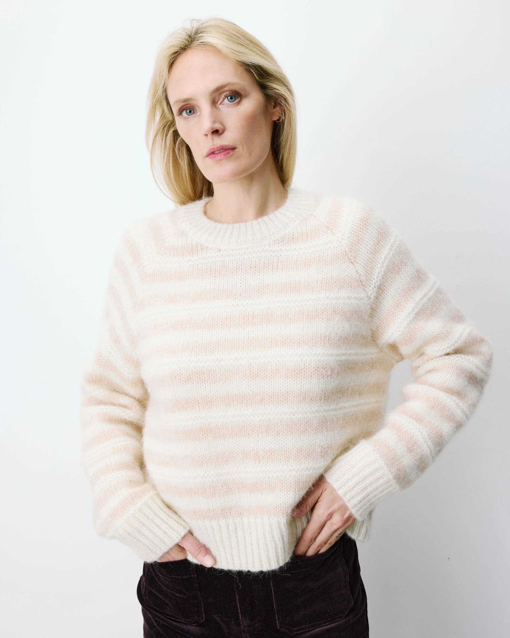 Grace & Mila Aimond Strickpulli Creme Beige Gestreift Grace & Mila Aimond Strickpulli Creme Beige Gestreift