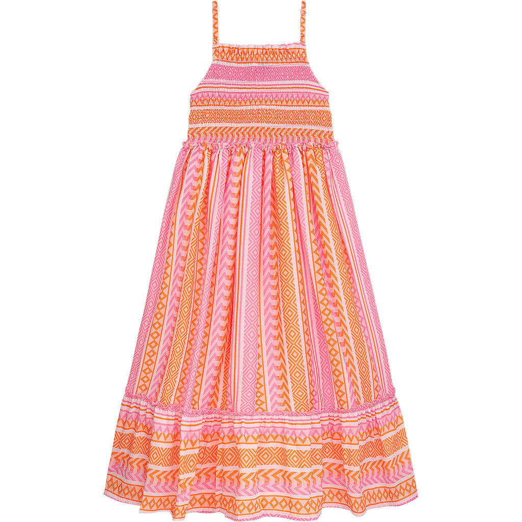 Danamade Girls DLUNA Sommer Maxikleid in Pink & Orange 