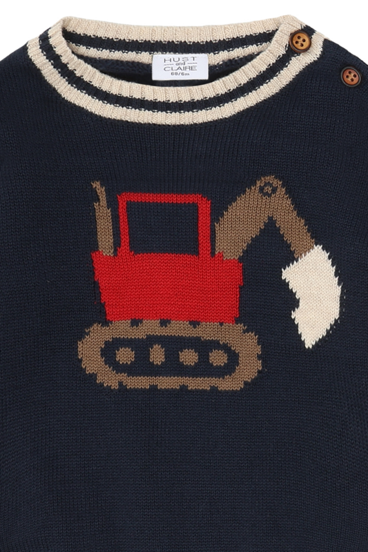 Hust & Claire Baumwolle Strickpulli in Navy Blau - Bagger