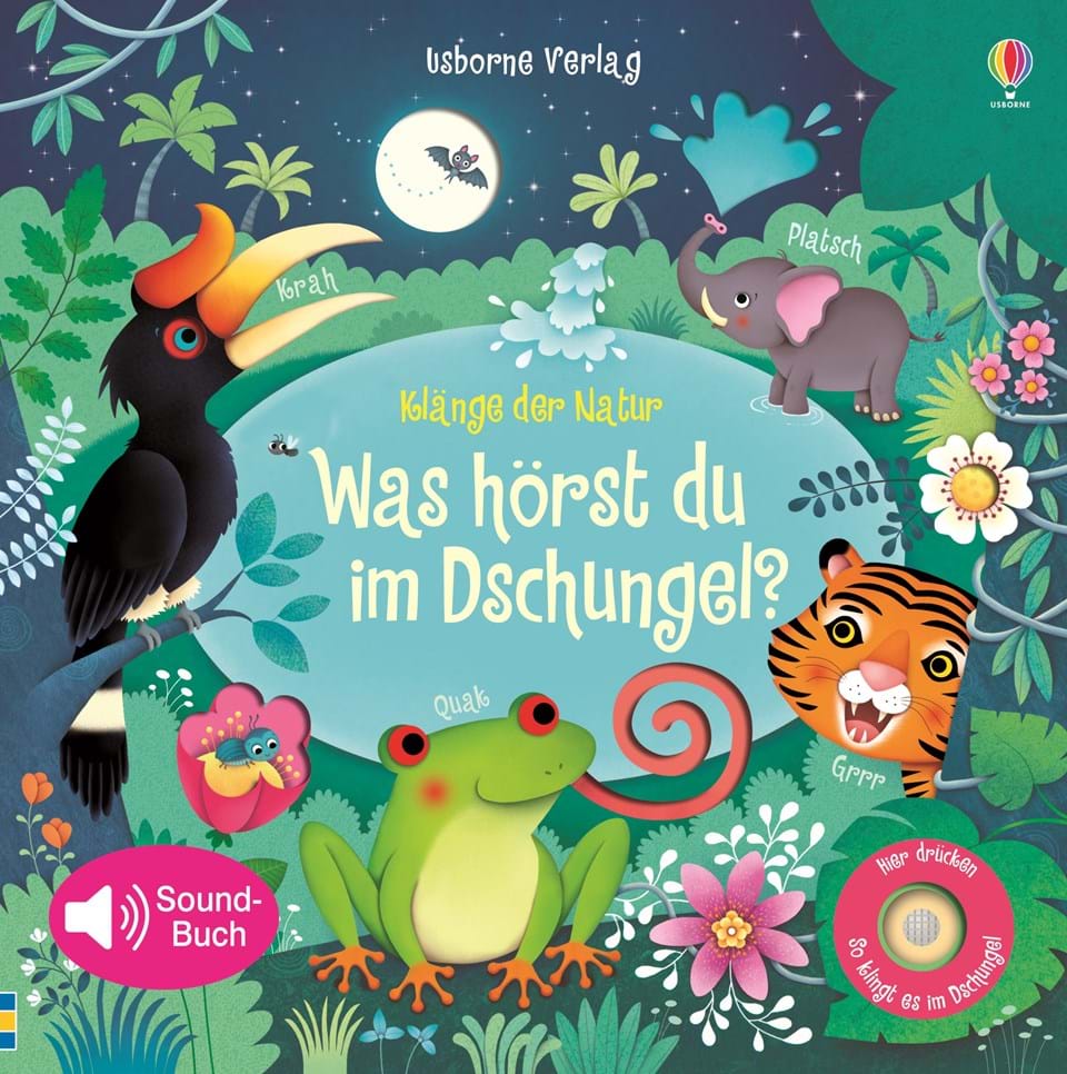 USBORNE-SOUND-BUCH-DSCHUNGEL Usborne Klänge der Natur Sound Buch: Was hörst du im Dschungel?