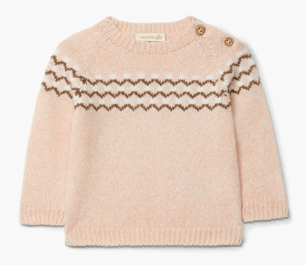 wedoble Merinowolle Jacquard Pullover Strickpulli in Rosa Norweger wedoble Merinowolle Jacquard Pullover Strickpulli in Rosa Norweger