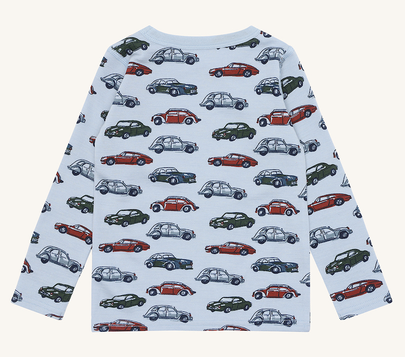 Hust & Claire Awo - Wolle Langarm Unterhemd bzw. Pyjama Oberteil in Blau - Autos Hust & Claire Awo - Wolle Langarm Unterhemd bzw. Pyjama Oberteil in Blau - Autos