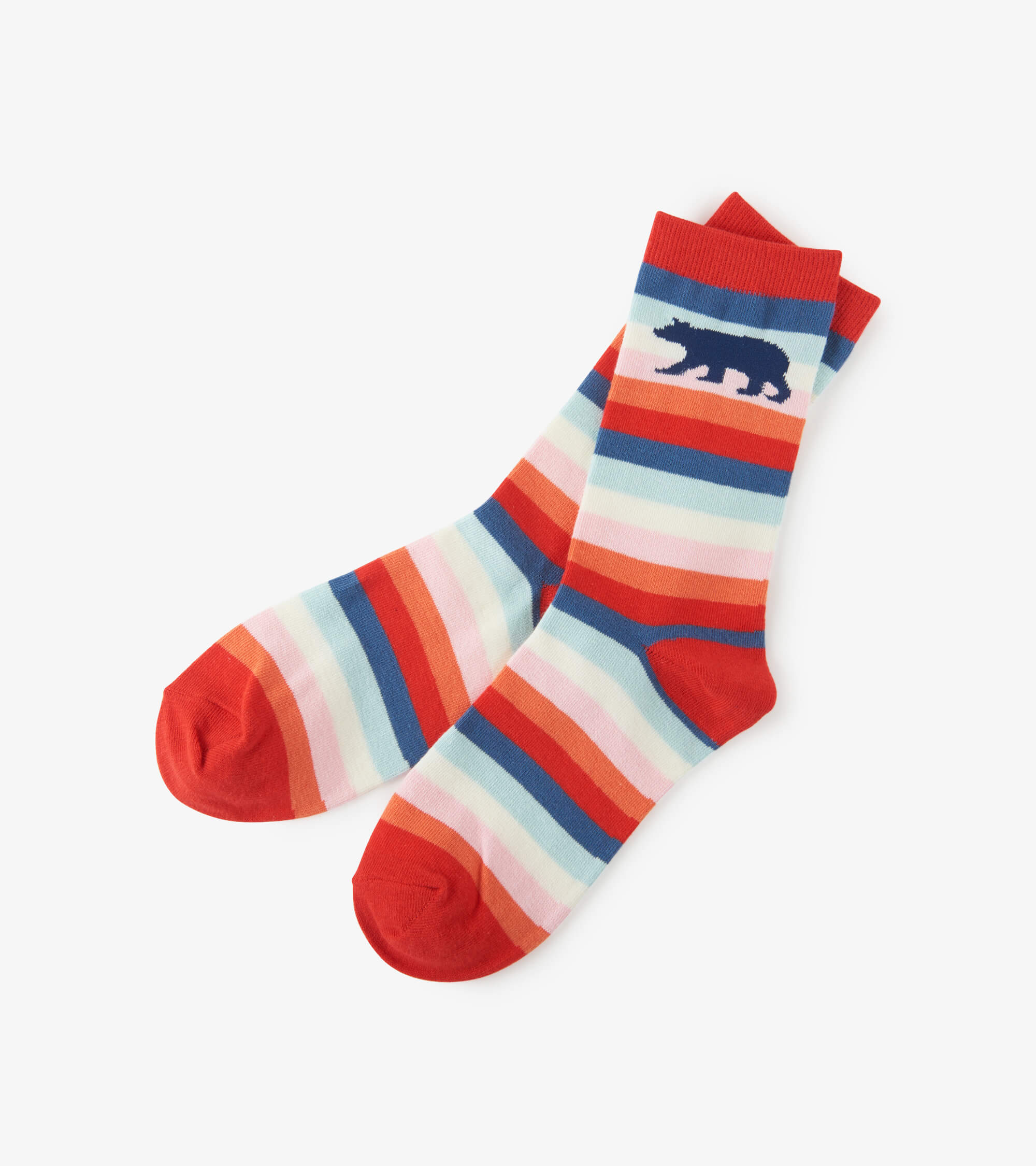 SO0WIBE181 Little Blue House Damen Socken - Bär gestreift
