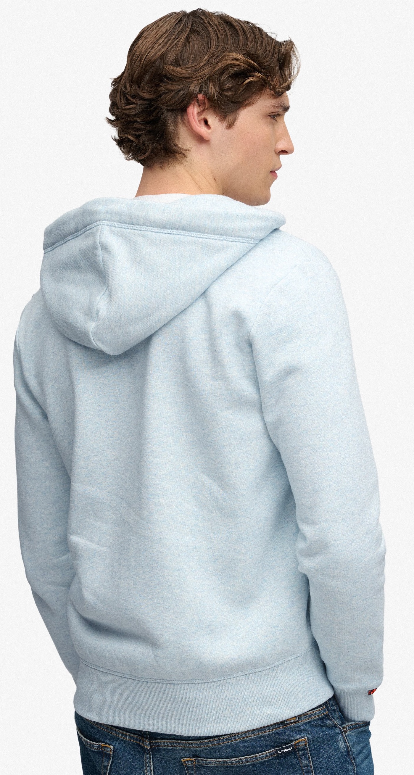Superdry Herren Essential Logo Hoodie Kapuzenjacke in Hellblau
