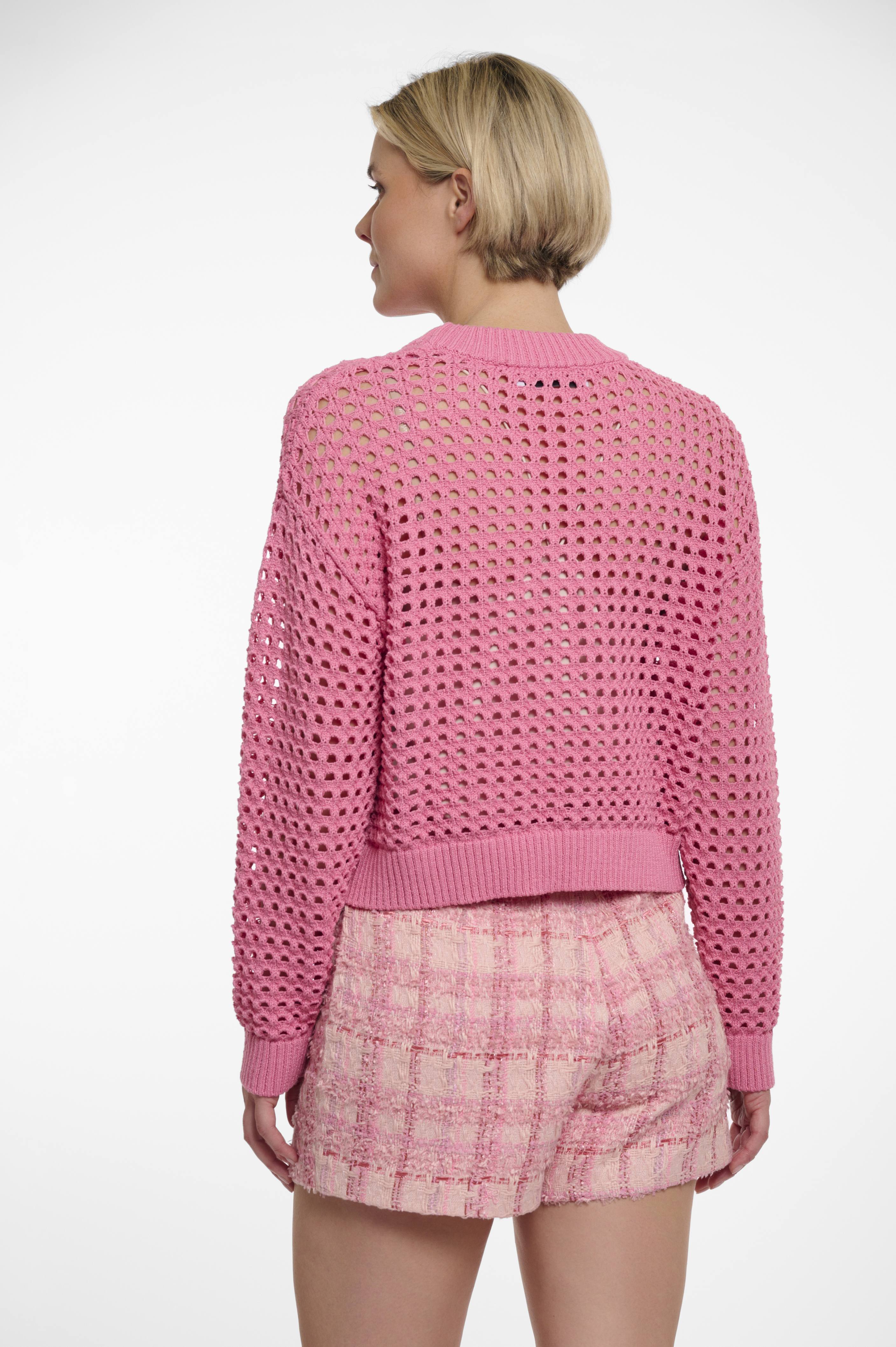 Rino & Pelle Emela kurzer perforierter Pullover - Bright Pink - SALE