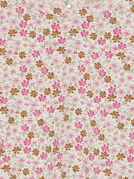 Minymo Langarm Shirt mit Rüschen Schulter & Allover Pink Blumen - SALE
