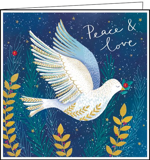 Edition Gollong Weihnachtskarte - Peace & Love - Taube