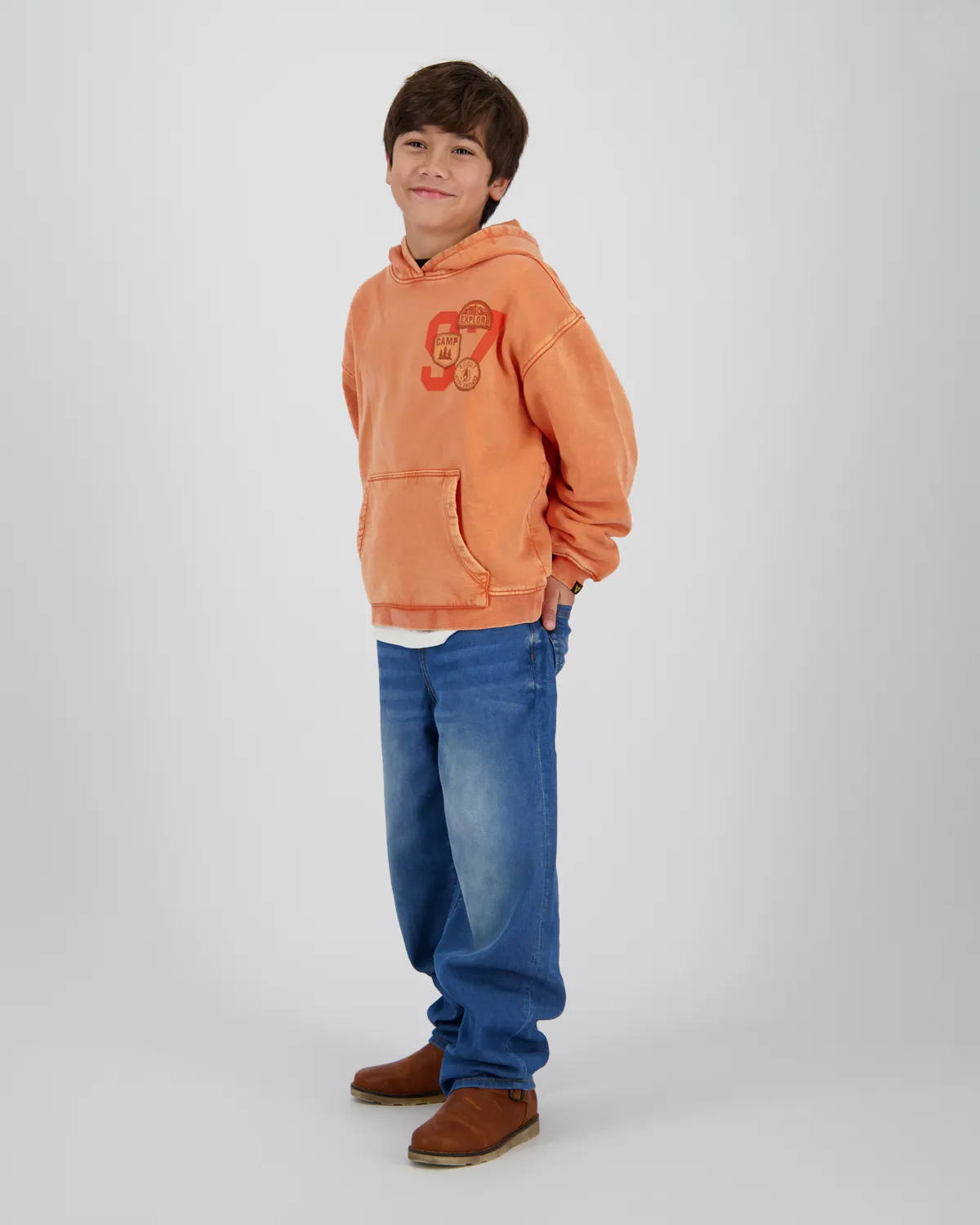 Vingino Nicolai Hoody Sweatshirt in Vintage Orange - Explore Camp - SALE