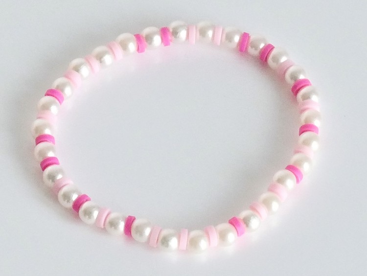 Z8y0nZo8XnzaSZ KisMe Armband Elastisch - Multi Pink & Creme