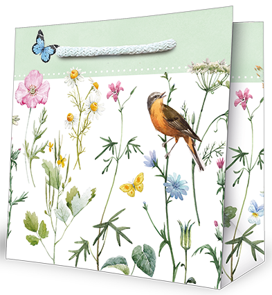 Geschenkttute-Klein-365-88 Edition Gollong Geschenktasche - Blumen, Vogel & Schmetterlinge - Small
