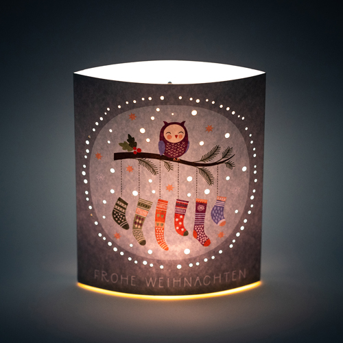 chic mic dreamlights LED-Papierleuchte zum Aufstellen oder Aufhängen - frohe Weihnachten -Eule - SALE