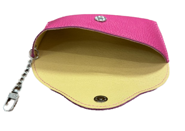 BFF Leder Brillenetui mit Anhänger Clip - Pink