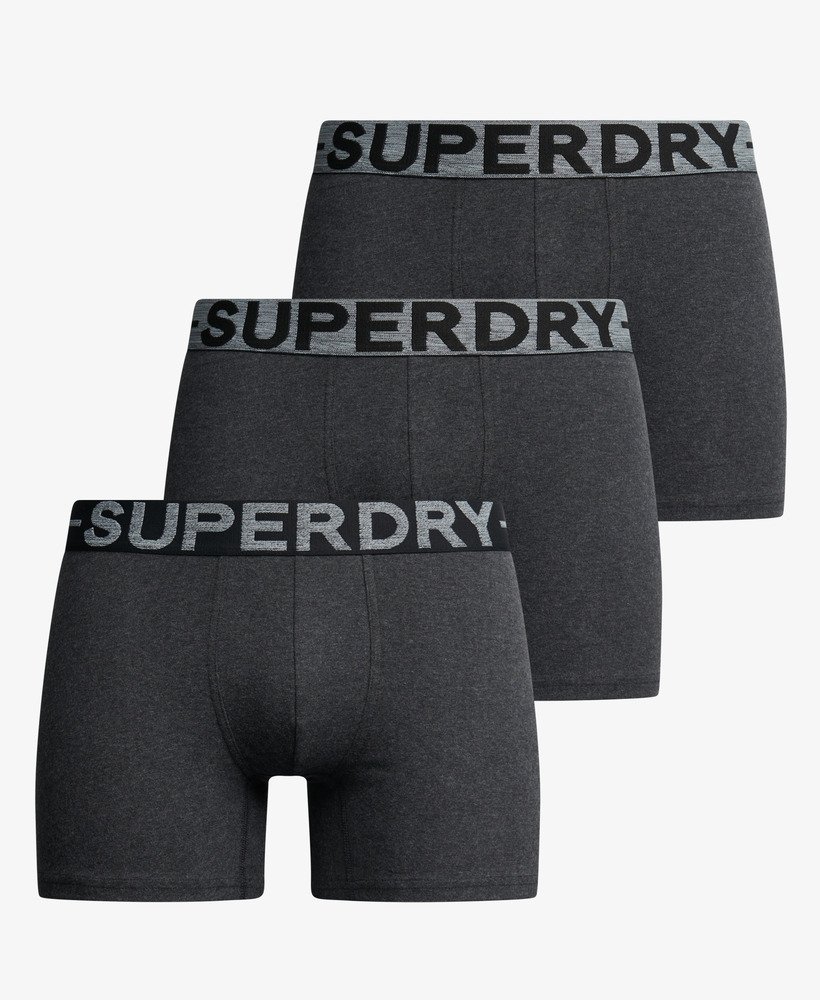 Superdry Boxer Unterhosen Bio-Baumwolle 3er Pack - Raven Black Marl - Schwarz