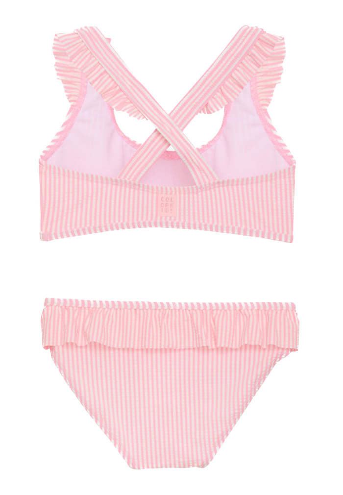 720167_4196_B Color Kids Bikini mit Rüschen Seersucker Neon Pink Gestreift