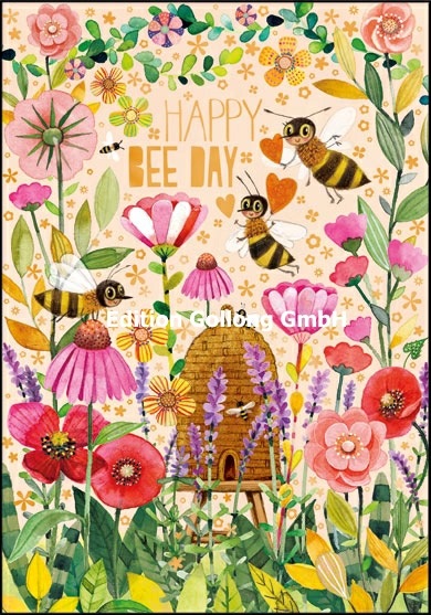1-6999 Edition Gollong Karte - Mila Marquis - Happy Bee Day - Geburtstagskarte Bienen