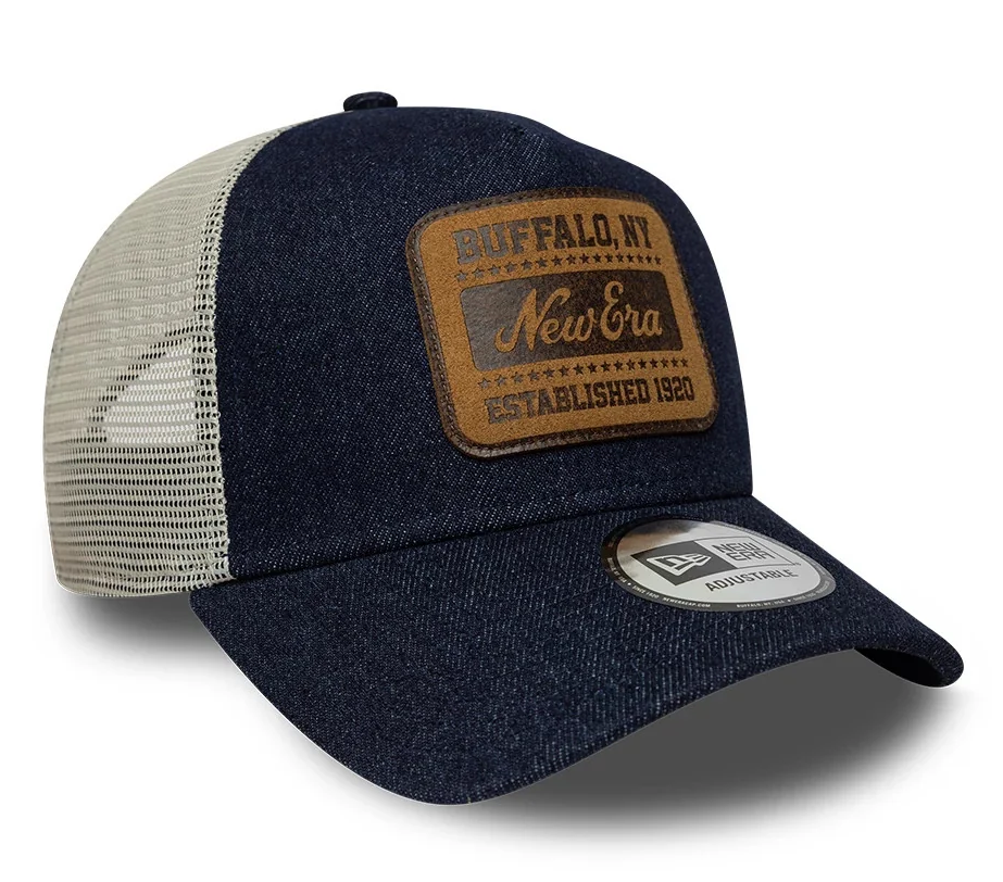 New Era Patch Denim Dark Blue 9FORTY A-Frame Trucker Adjustable Cap - Denim Dunkelblau New Era Patch Denim Dark Blue 9FORTY A-Frame Trucker Adjustable Cap - Denim Dunkelblau