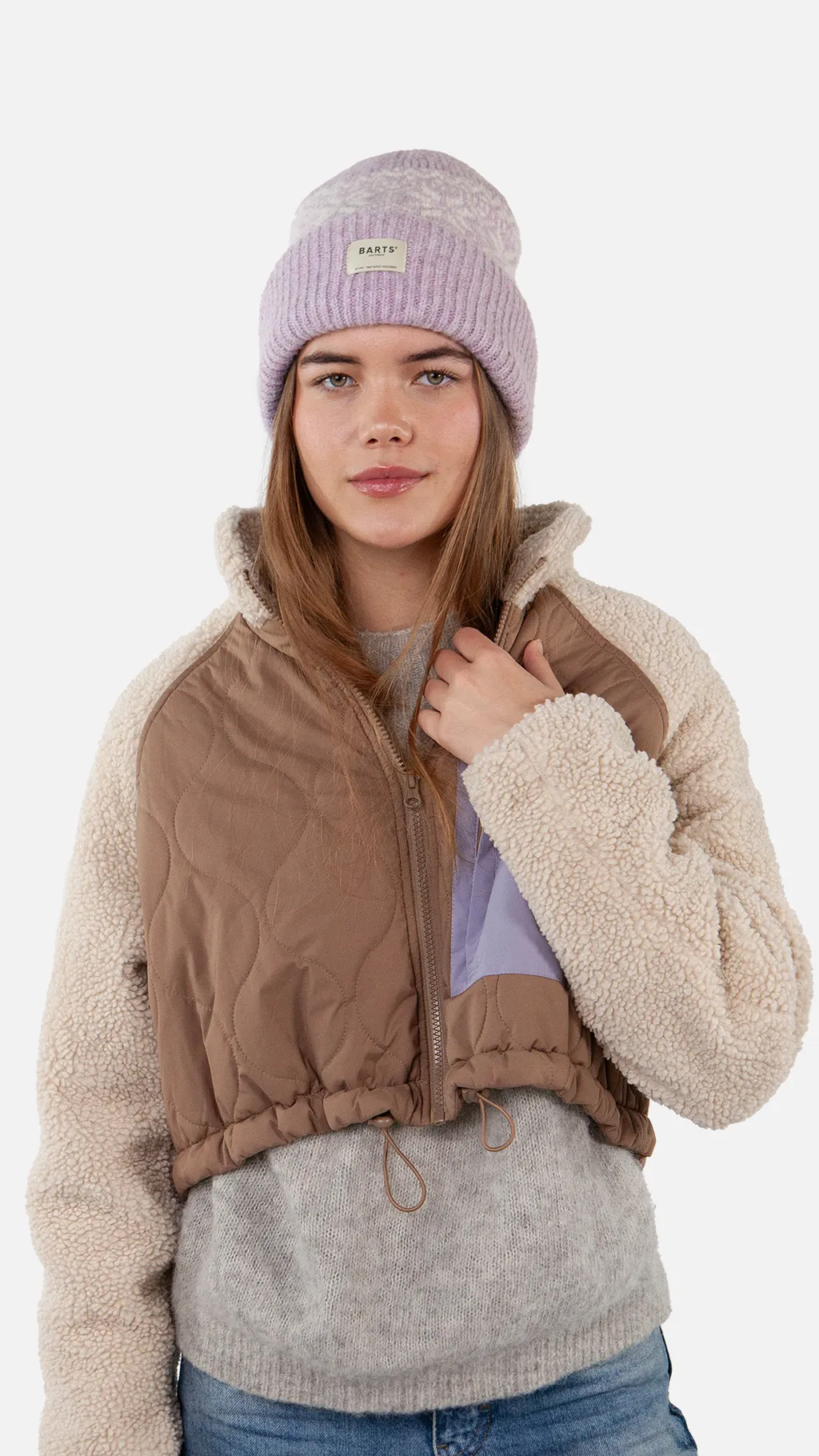 Barts Negomba Damen Beanie Mütze in Flieder mit Schneeflocken