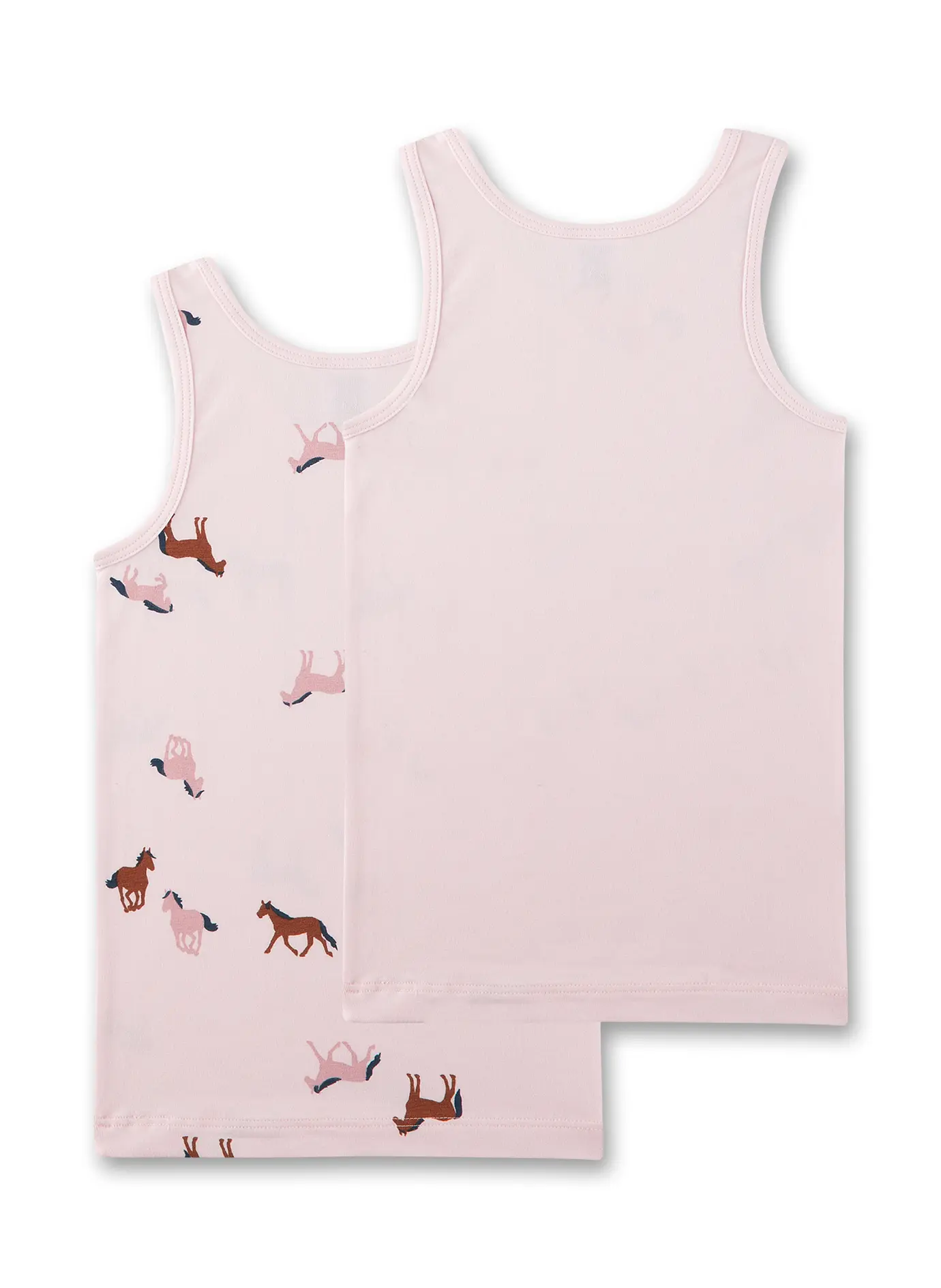 Sanetta Mädchen Unterhemden Set - Rosa Unifarbe + Pferde