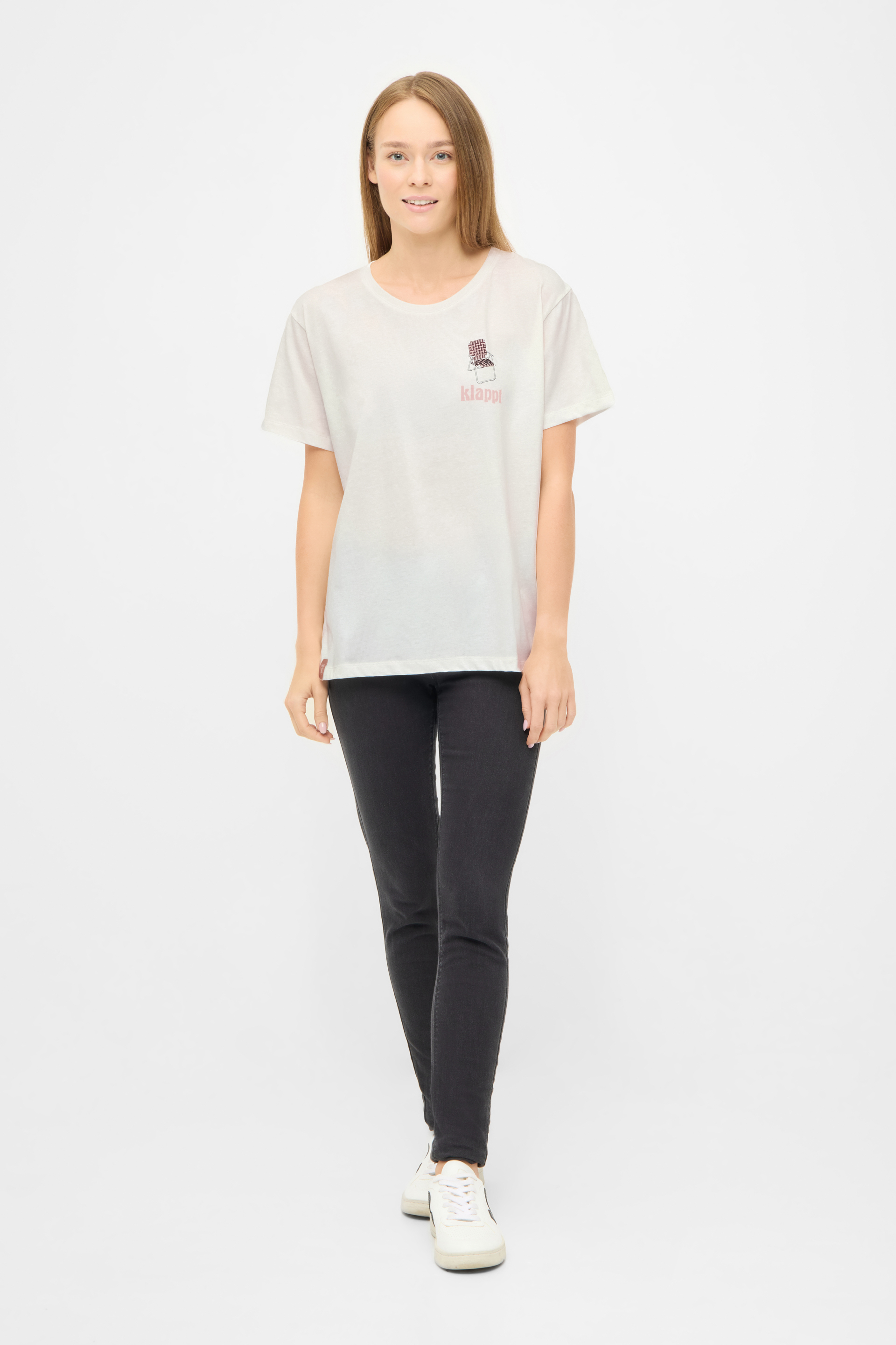 Derbe Damen T-Shirt klappt - Weiß & Rosa