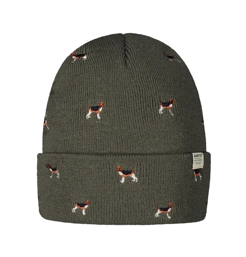 Barts Vinson Herren Beanie Mütze in Oliv Grün - Hunde Barts Vinson Herren Beanie Mütze in Oliv Grün - Hunde