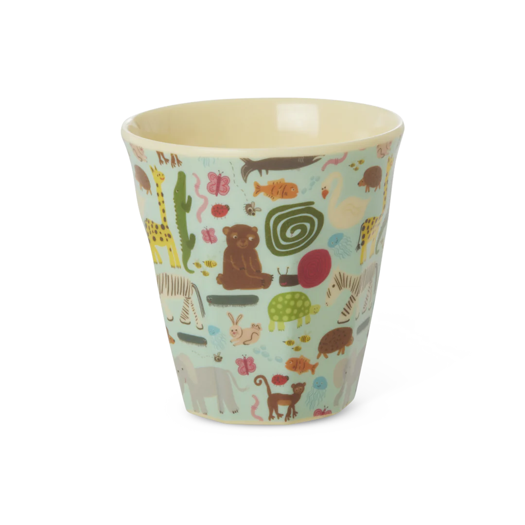 RICE Kleine Kinderbecher - Mint - Wildlife Print Dschungeltiere 
