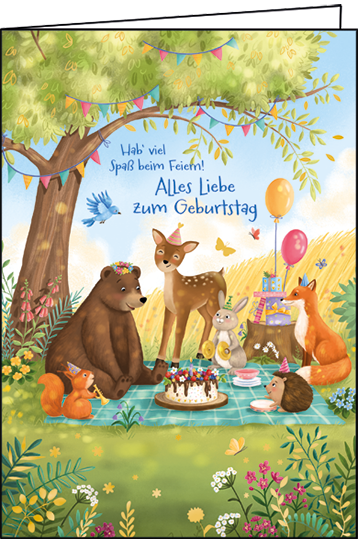 Edition Gollong Geburtstagskarte - Alles Liebe zum Geburtstag - Waldtiere