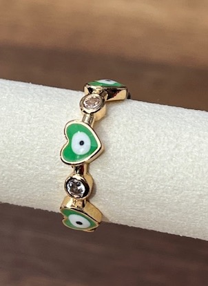 Lua Ring für Damen Gold Herzen - Apfelgrün