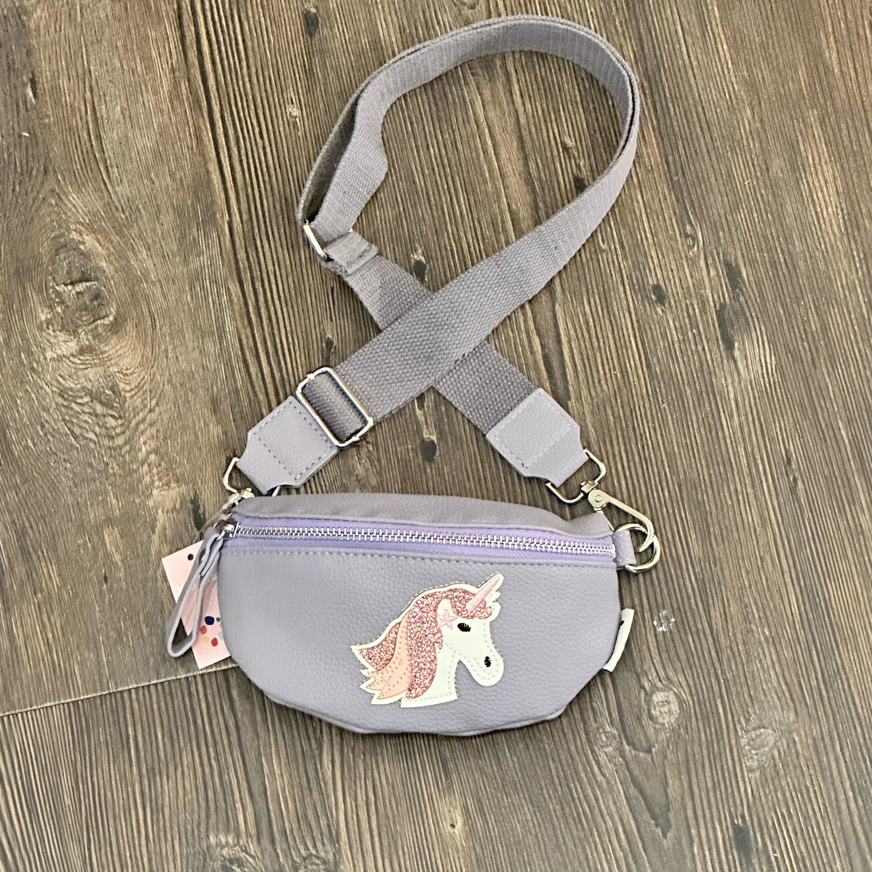image11xNvebV4aQ1l7 KisMe Crossbody Tasche Sidebag - Einhorn in Flieder mit Unifarbenen Band