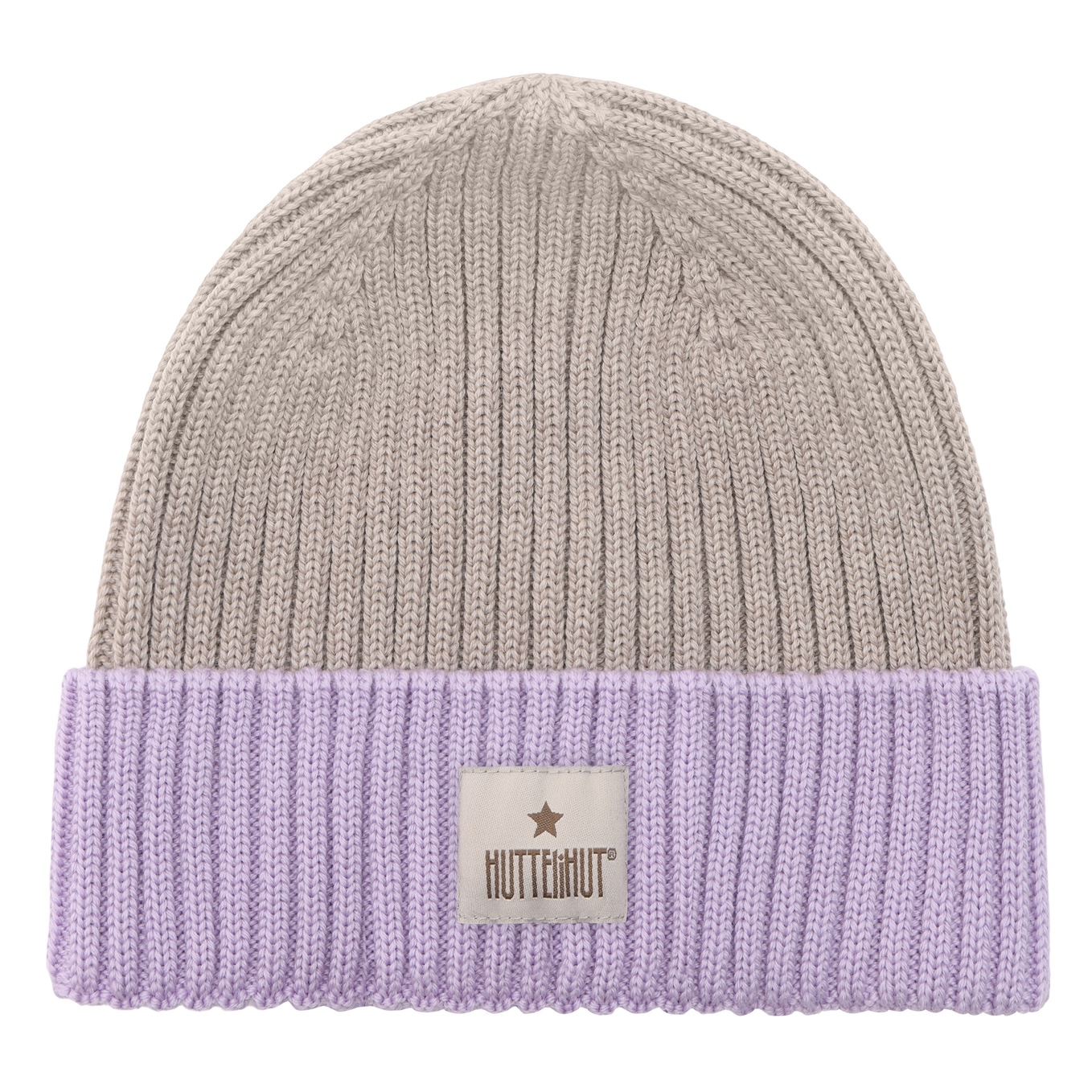 HUTTELiHUT Wollmütze Beanie aus Wolle Color Block Beige & Flieder HUTTELiHUT Wollmütze Beanie aus Wolle Color Block Beige & Flieder