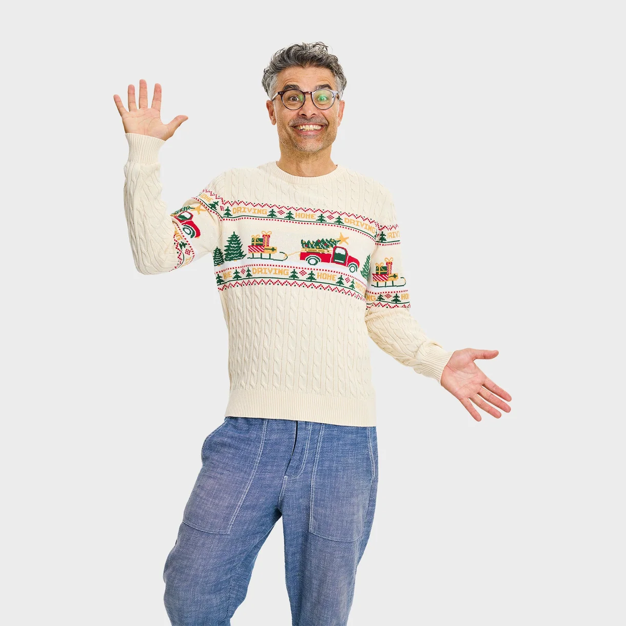 Christmas Sweater in Eggnog Creme - Driving Home for Christmas - Weihnachten zu Hause - Bio Baumwolle