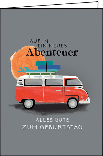 1-8074 Edition Gollong Geburtstagskarte - Camper Bus - Auf ein neues Abendteuer