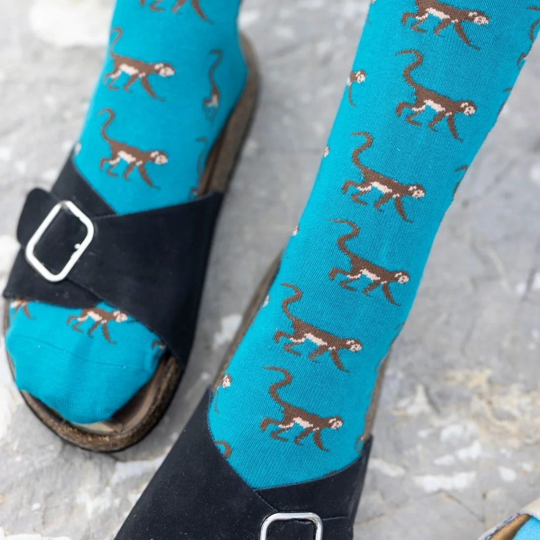Swole Panda Bambus Herren Socken in Petrol & Braun - Monkey/Affe