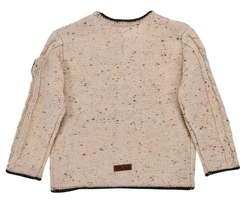 Bondi Trachten Strickjacke in Beige-Melange mit Zopfmuster