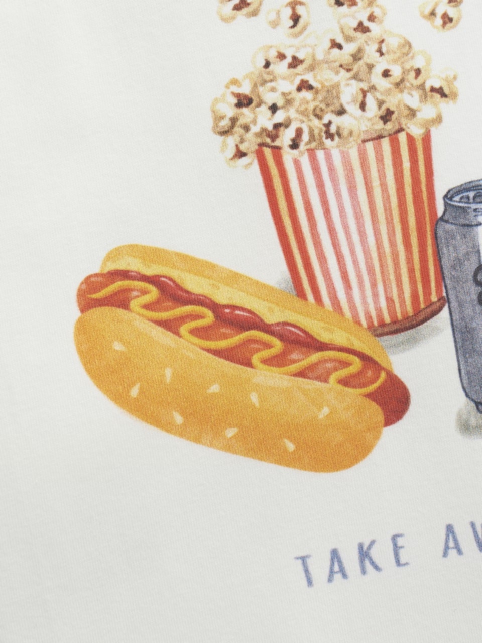 Minymo Kurzarm Shirt in Marshmallow White Weiß - Hot Dog & Popcorn Snack Menu - SALE