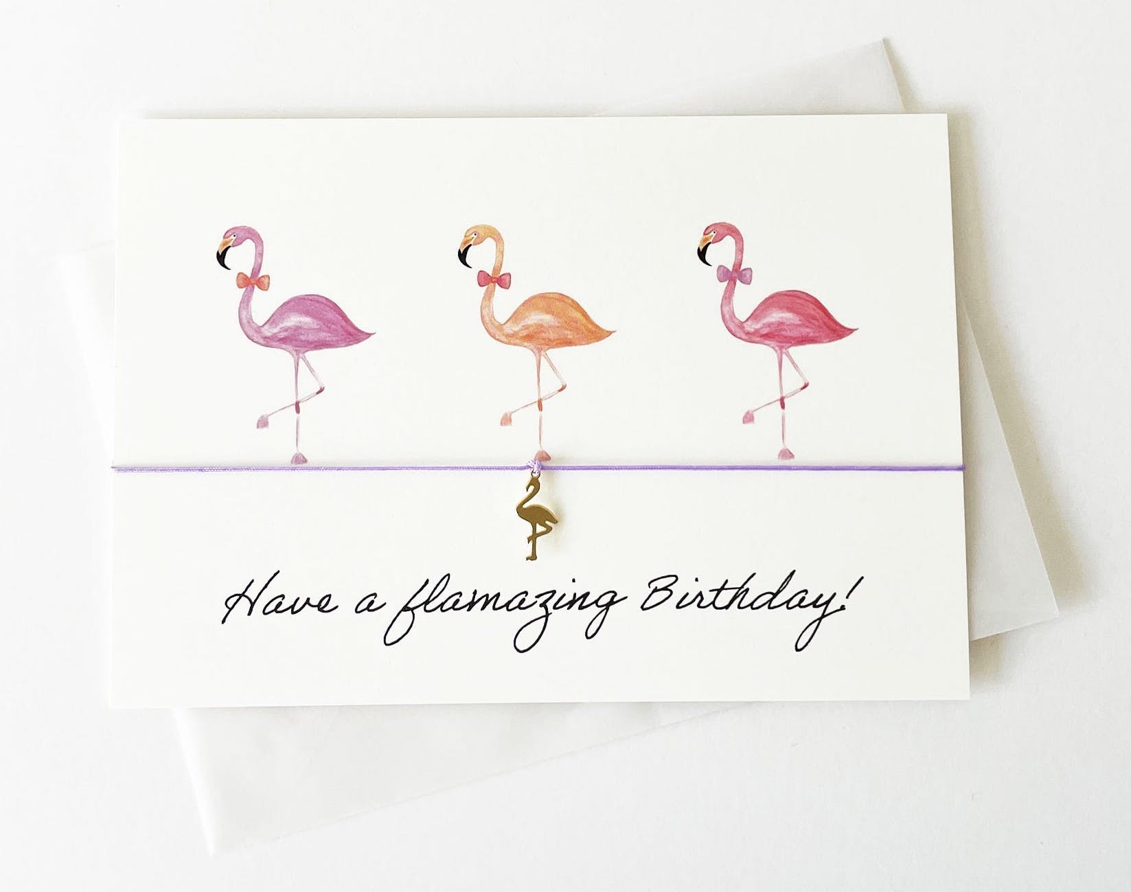 VIVI-ARMBAND-HAPPY-BIRTHDAY-FLAMINGO By Vivi Schmuck Postkarte - Have a flamazing Birthday!
