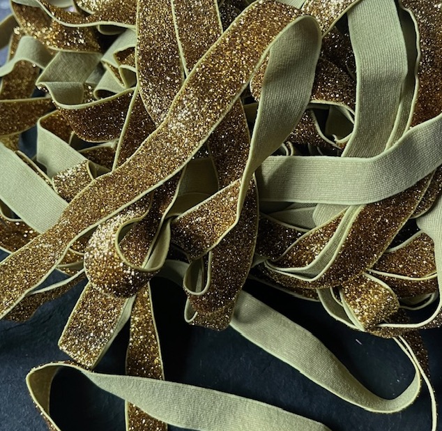 Wowzers Bastelbedarf Glitzer FOE Gummiband Gold Glitzer - 1 Meter  