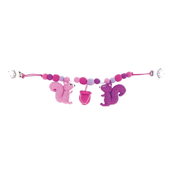 sindibaba-wagenkette-eichhoernchen-rosa Sindibaba Bambus Häkel Wagenkette Eichhörnchen in Pink