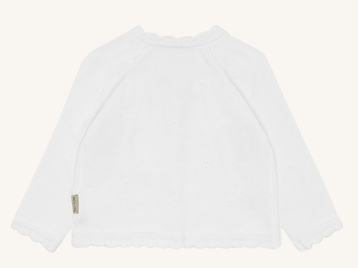 Hust & Claire Cilja Cardigan Strickjacke mit Pointelle Lochmuster - Weiß