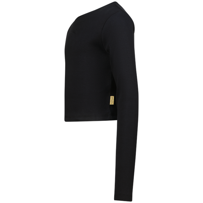 Vingino Basic Crop Rib Top - Langarm Shirt in Deep Black - Schwarz